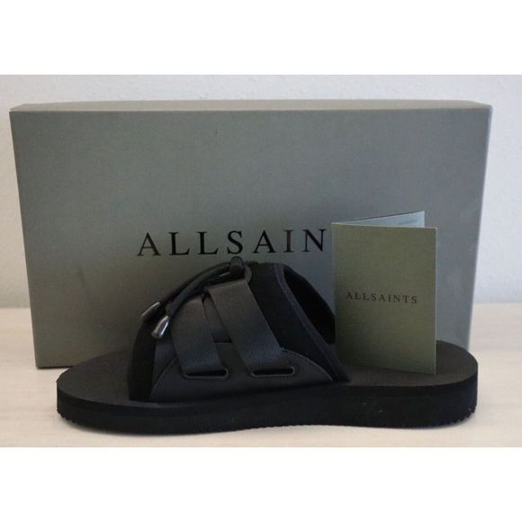 ALLSAINTS 34ZM0293 Men's Sz 11M Black Ryder Suede Drawcord Slide Sandals - Picture 2 of 12